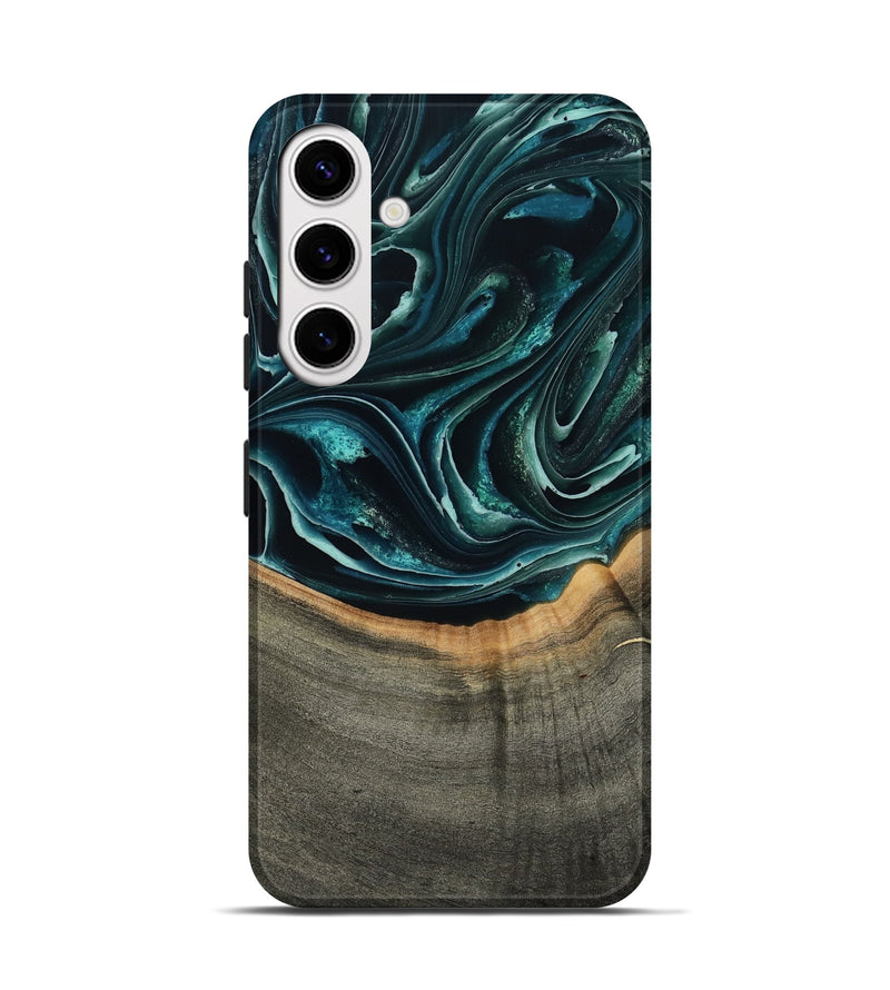 Galaxy S25 Wood Live Edge Phone Case - Birdie (Green, 801752)