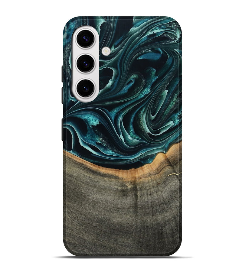 Galaxy S25 Plus Wood Live Edge Phone Case - Birdie (Green, 801752)