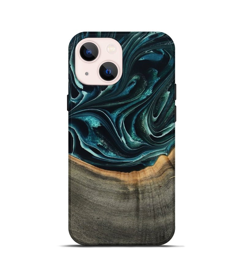 iPhone 13 mini Wood Live Edge Phone Case - Birdie (Green, 801752)