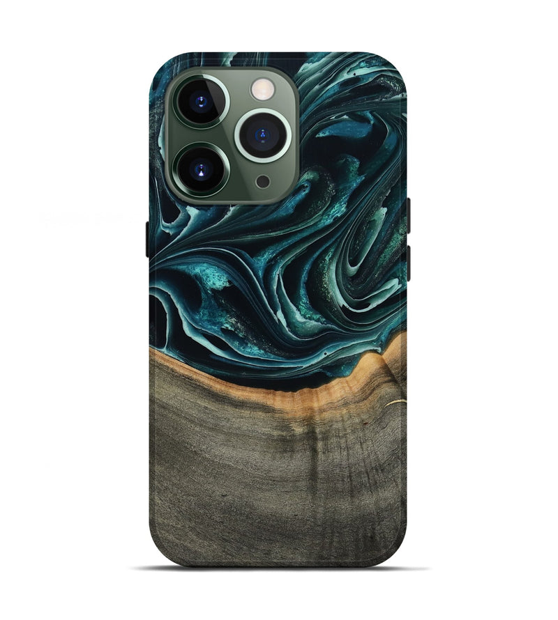 iPhone 13 Pro Wood Live Edge Phone Case - Birdie (Green, 801752)