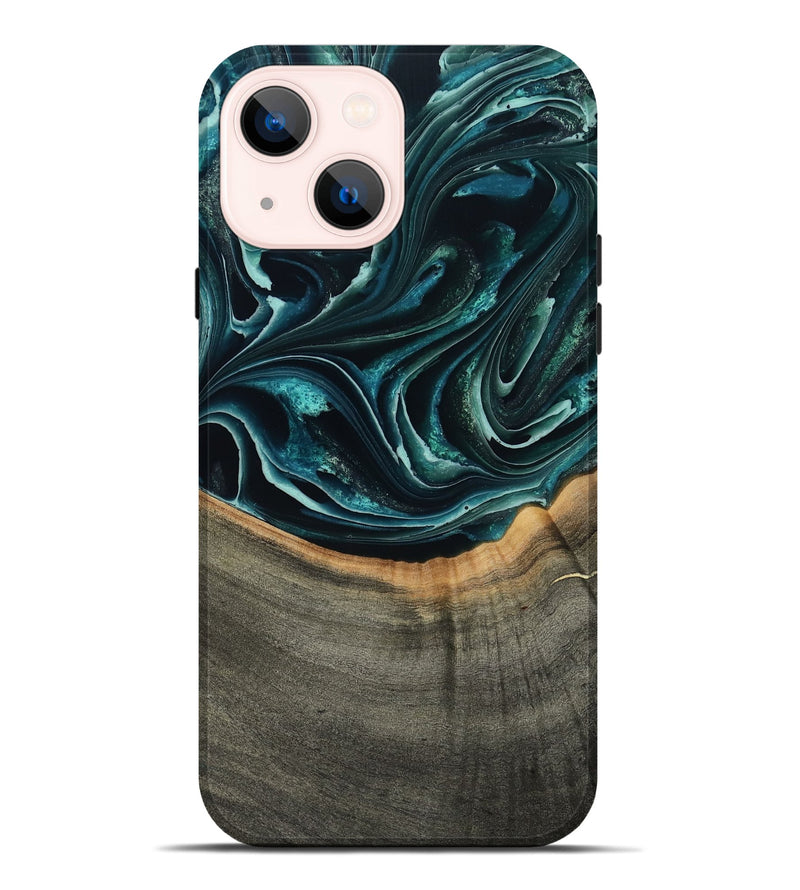 iPhone 14 Plus Wood Live Edge Phone Case - Birdie (Green, 801752)