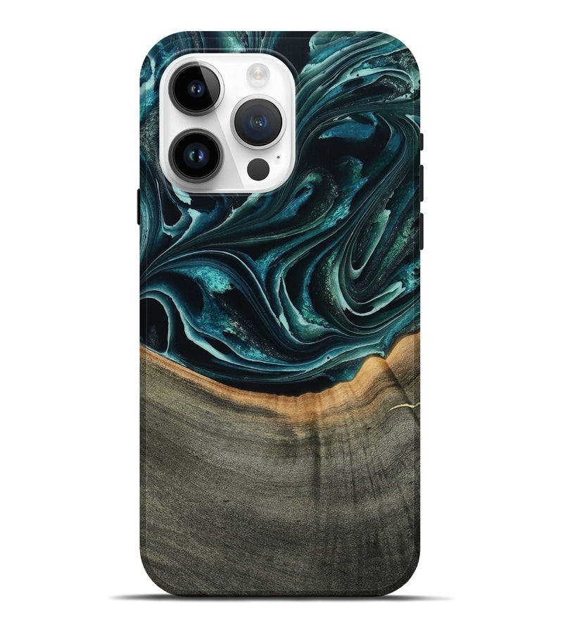 iPhone 15 Pro Max Wood Live Edge Phone Case - Birdie (Green, 801752)