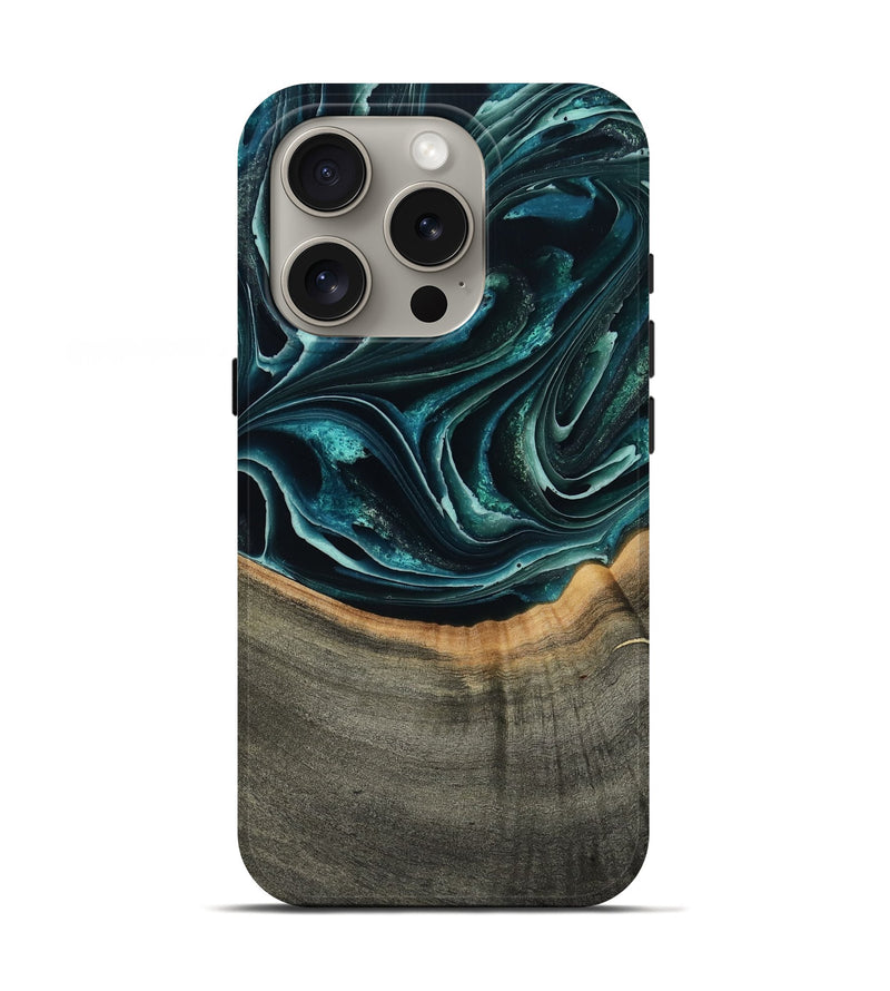 iPhone 16 Pro Wood Live Edge Phone Case - Birdie (Green, 801752)