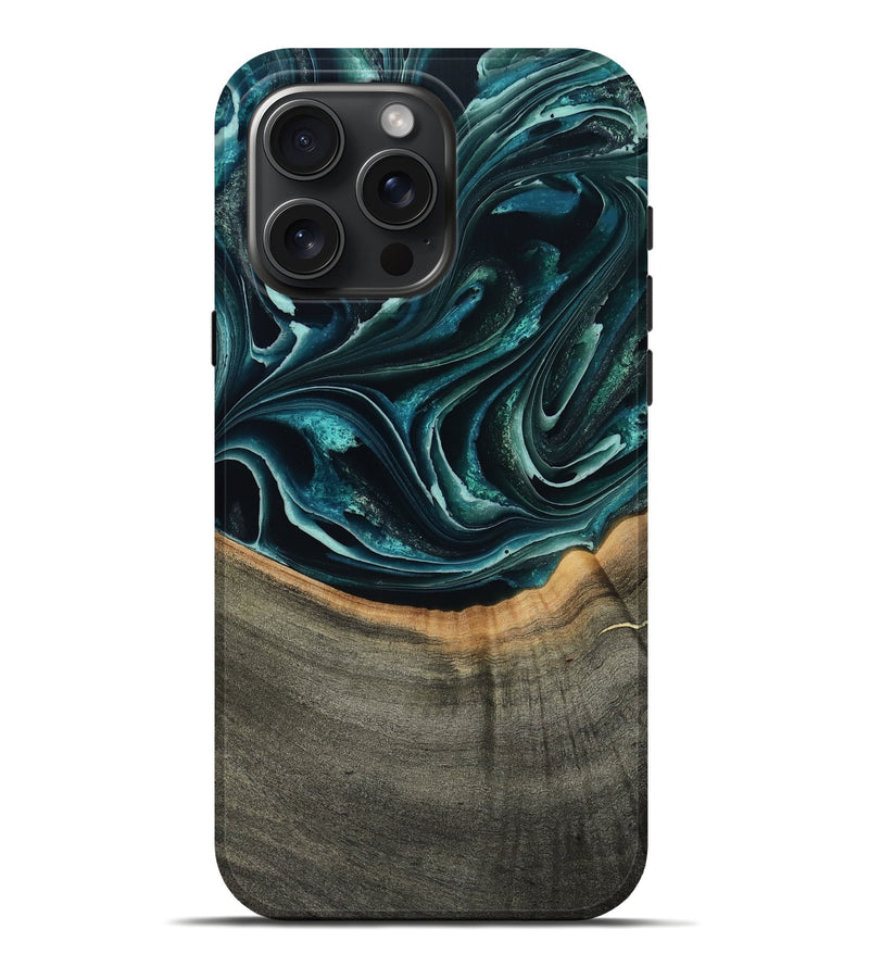 iPhone 16 Pro Max Wood Live Edge Phone Case - Birdie (Green, 801752)