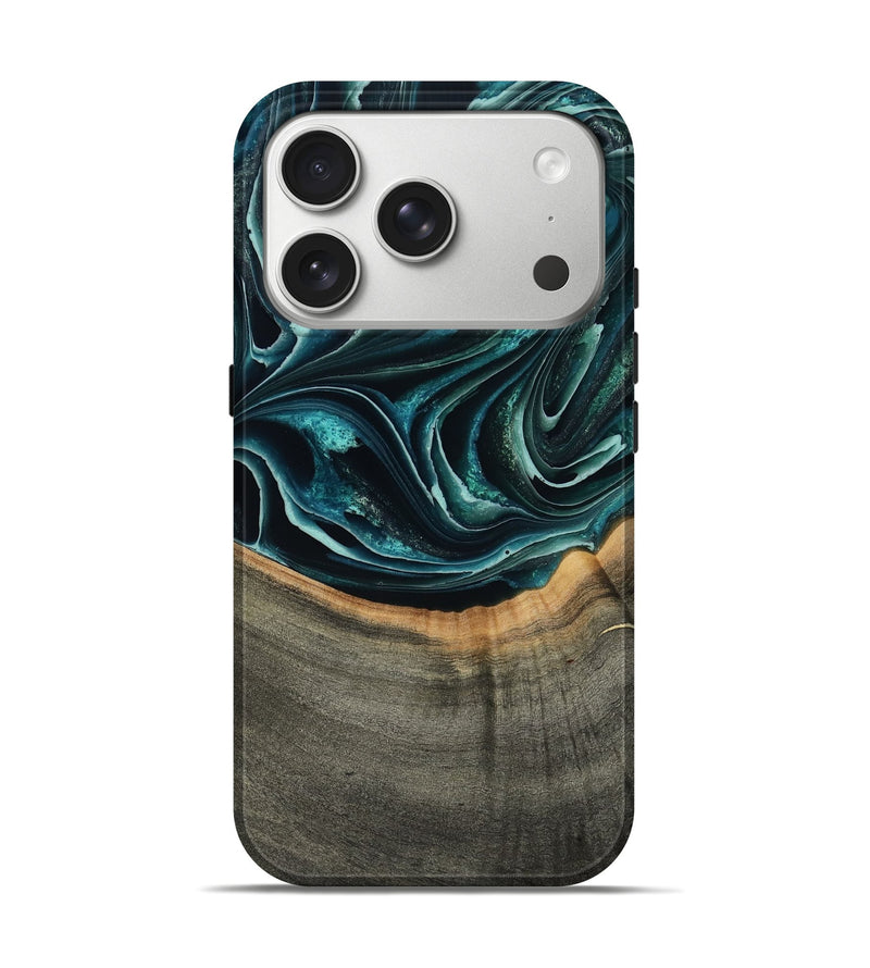iPhone 17 Pro Wood Live Edge Phone Case - Birdie (Green, 801752)