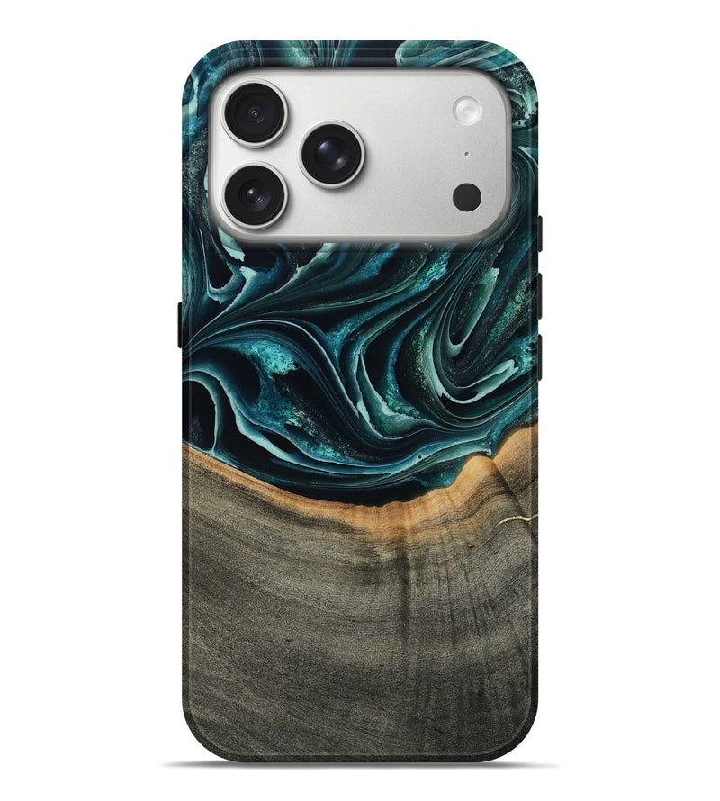 iPhone 17 Pro Max Wood Live Edge Phone Case - Birdie (Green, 801752)