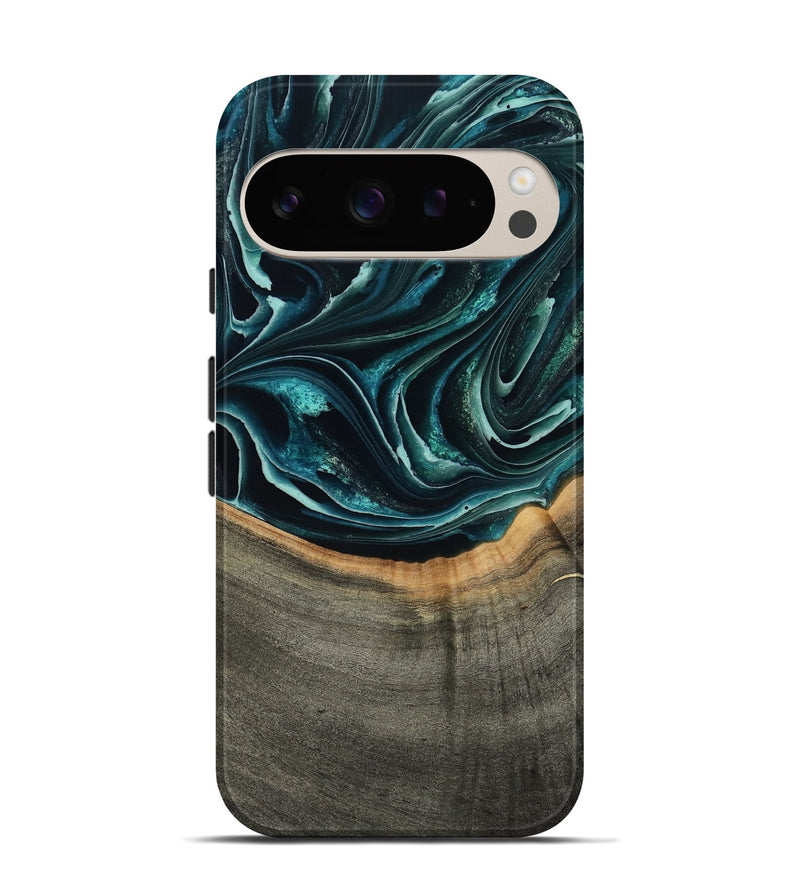 Pixel 9 Wood Live Edge Phone Case - Birdie (Green, 801752)