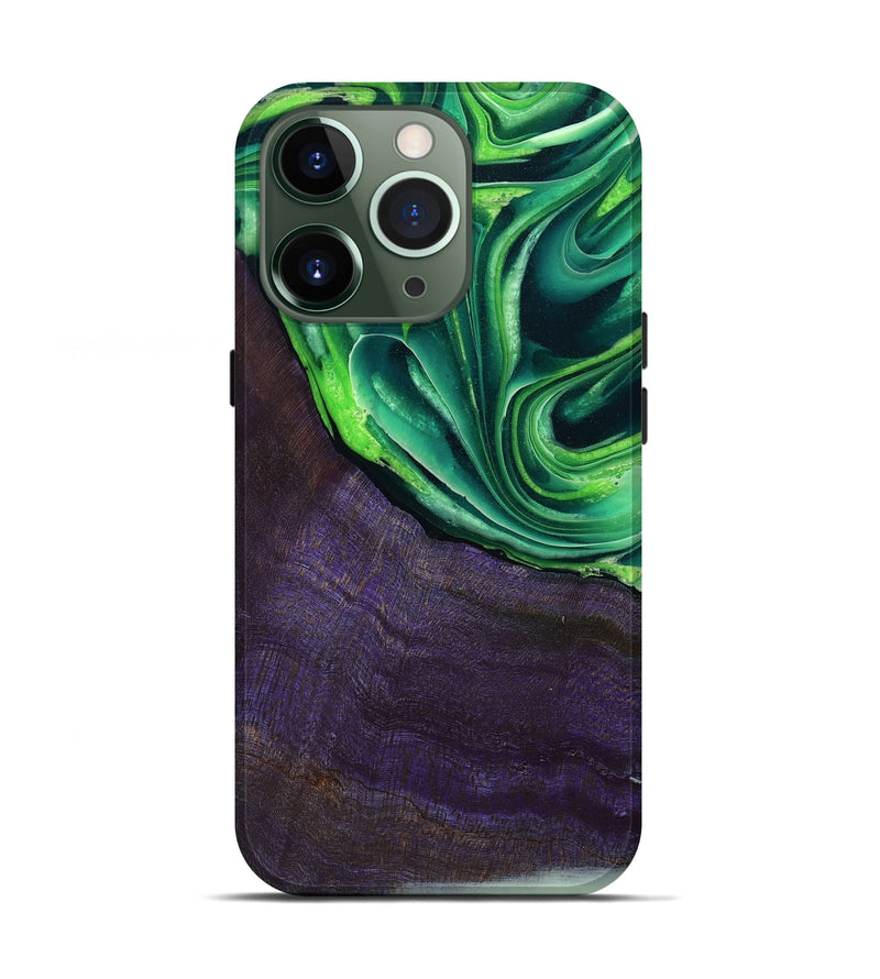 iPhone 13 Pro Wood Live Edge Phone Case - Bjorn (Green, 801753)