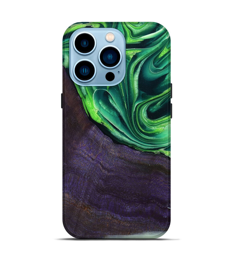 iPhone 14 Pro Wood Live Edge Phone Case - Bjorn (Green, 801753)