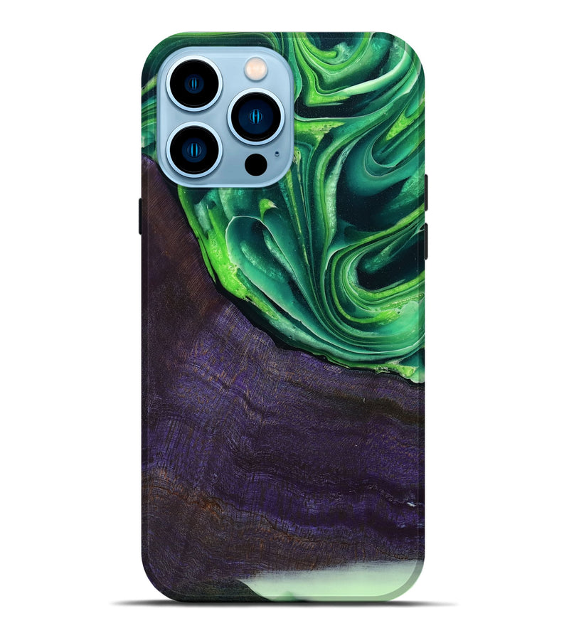 iPhone 14 Pro Max Wood Live Edge Phone Case - Bjorn (Green, 801753)