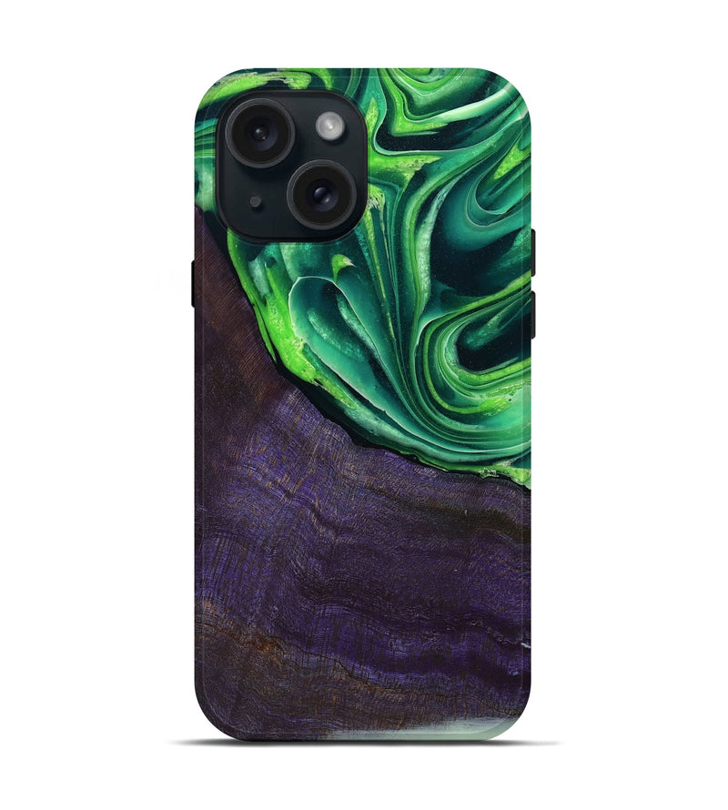 iPhone 15 Wood Live Edge Phone Case - Bjorn (Green, 801753)