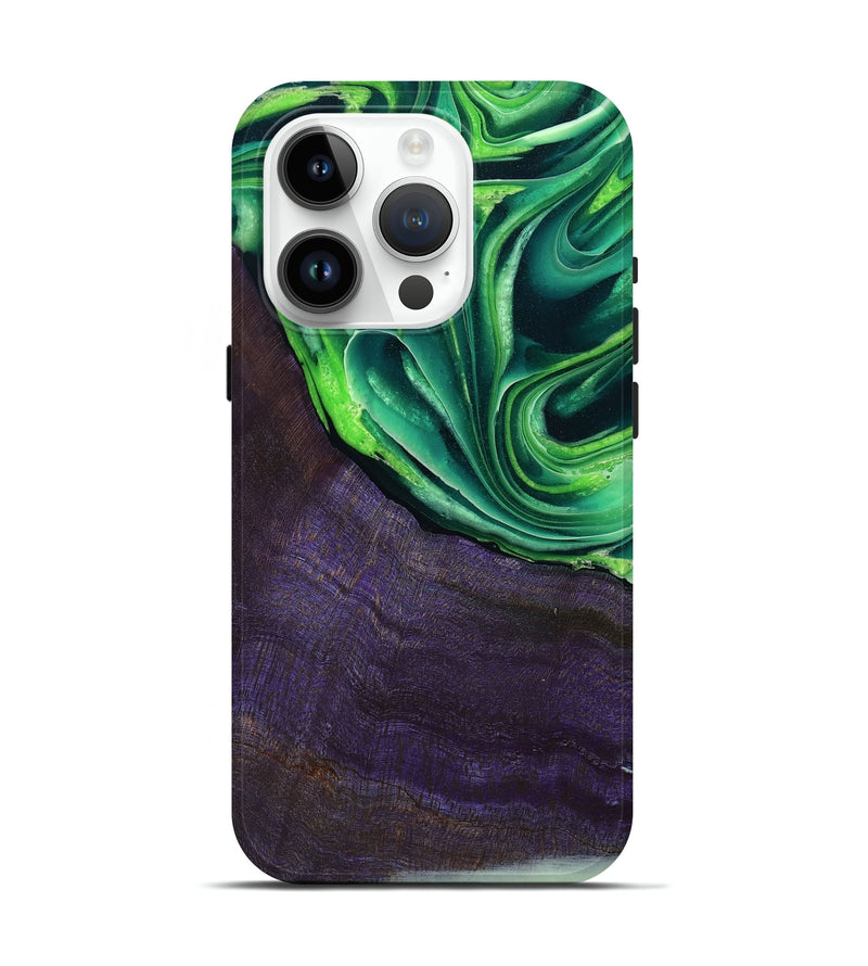 iPhone 15 Pro Wood Live Edge Phone Case - Bjorn (Green, 801753)