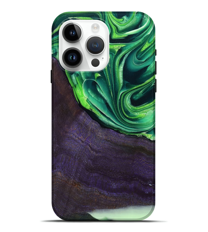 iPhone 15 Pro Max Wood Live Edge Phone Case - Bjorn (Green, 801753)