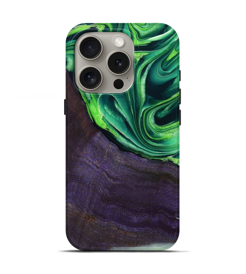 iPhone 16 Pro Wood Live Edge Phone Case - Bjorn (Green, 801753)