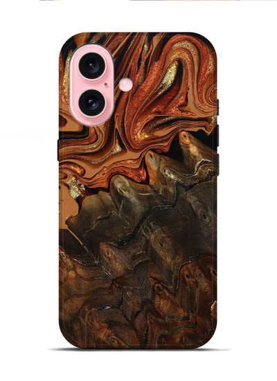 iPhone 16 Wood Live Edge Phone Case - Kiana (Red, 801754)
