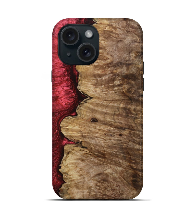 iPhone 15 Wood Live Edge Phone Case - Susanna (Red, 801755)