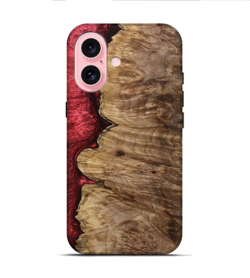 iPhone 16 Wood Live Edge Phone Case - Susanna (Red, 801755)