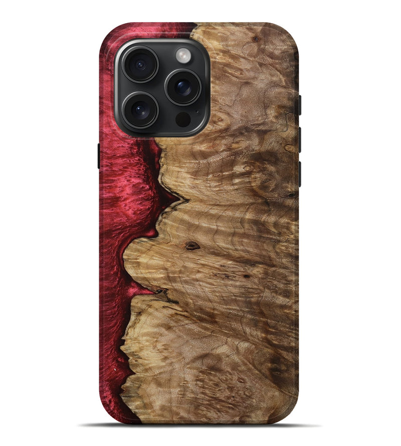 iPhone 16 Pro Max Wood Live Edge Phone Case - Susanna (Red, 801755)