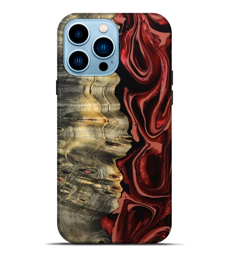 iPhone 14 Pro Max Wood Live Edge Phone Case - Meagan (Red, 801756)