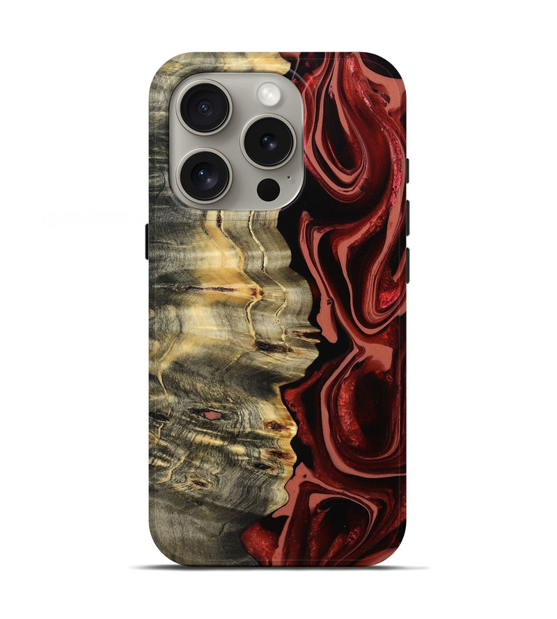 iPhone 16 Pro Wood Live Edge Phone Case - Meagan (Red, 801756)