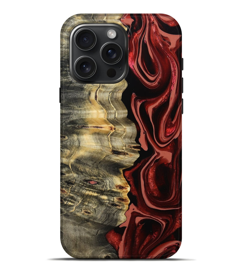 iPhone 16 Pro Max Wood Live Edge Phone Case - Meagan (Red, 801756)