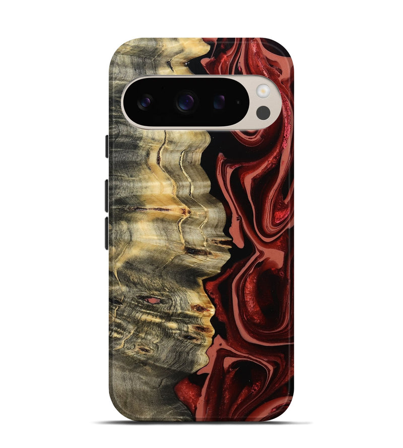Pixel 9 Pro Wood Live Edge Phone Case - Meagan (Red, 801756)