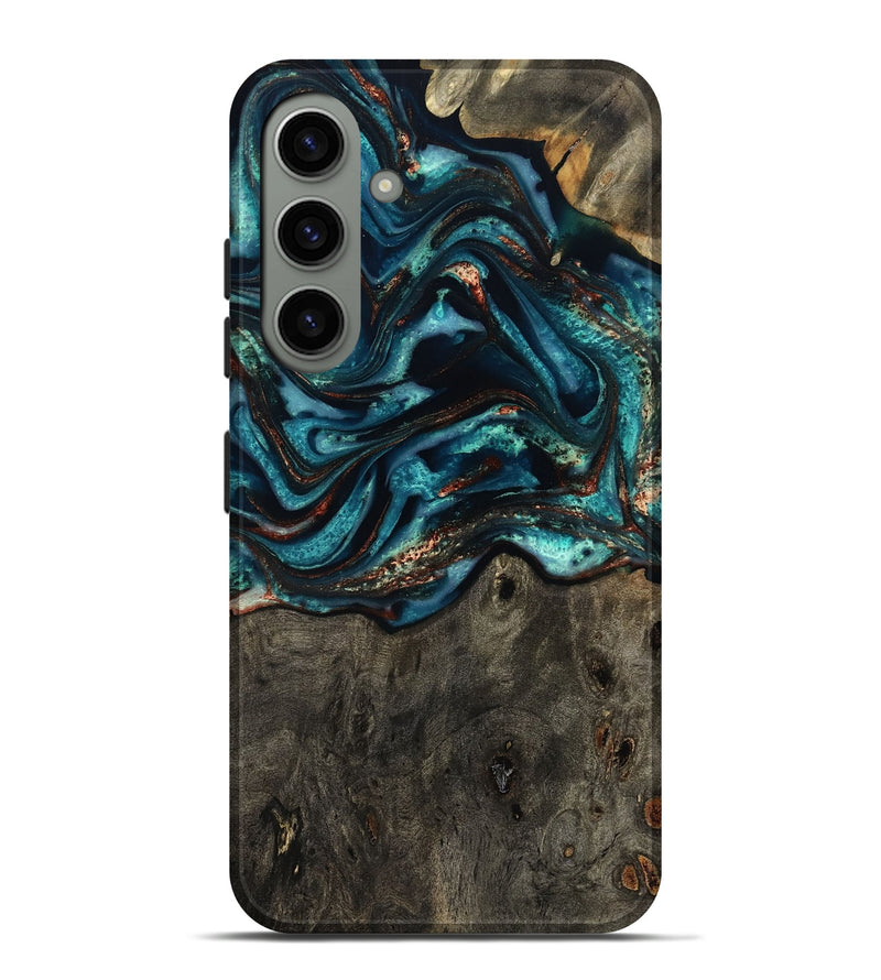 Galaxy S24 Plus Wood Live Edge Phone Case - Daisie (Teal & Gold, 801757)