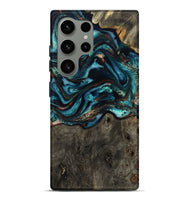 Galaxy S24 Ultra Wood Live Edge Phone Case - Daisie (Teal & Gold, 801757)