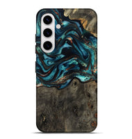Galaxy S25 Plus Wood Live Edge Phone Case - Daisie (Teal & Gold, 801757)