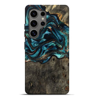 Galaxy S25 Ultra Wood Live Edge Phone Case - Daisie (Teal & Gold, 801757)