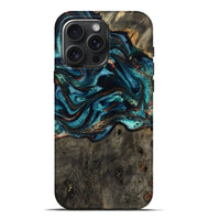 iPhone 16 Pro Max Wood Live Edge Phone Case - Daisie (Teal & Gold, 801757)