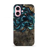 iPhone 17 Wood Live Edge Phone Case - Daisie (Teal & Gold, 801757)