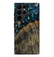 Galaxy S22 Ultra Wood Live Edge Phone Case - Ramon (Teal & Gold, 801758)