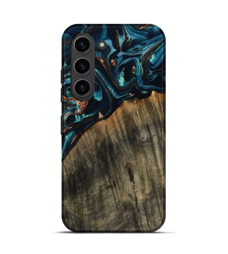 Galaxy S23 Wood Live Edge Phone Case - Ramon (Teal & Gold, 801758)