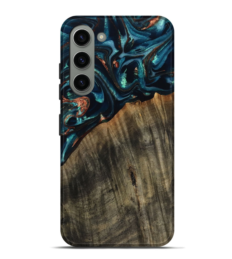 Galaxy S23 Plus Wood Live Edge Phone Case - Ramon (Teal & Gold, 801758)