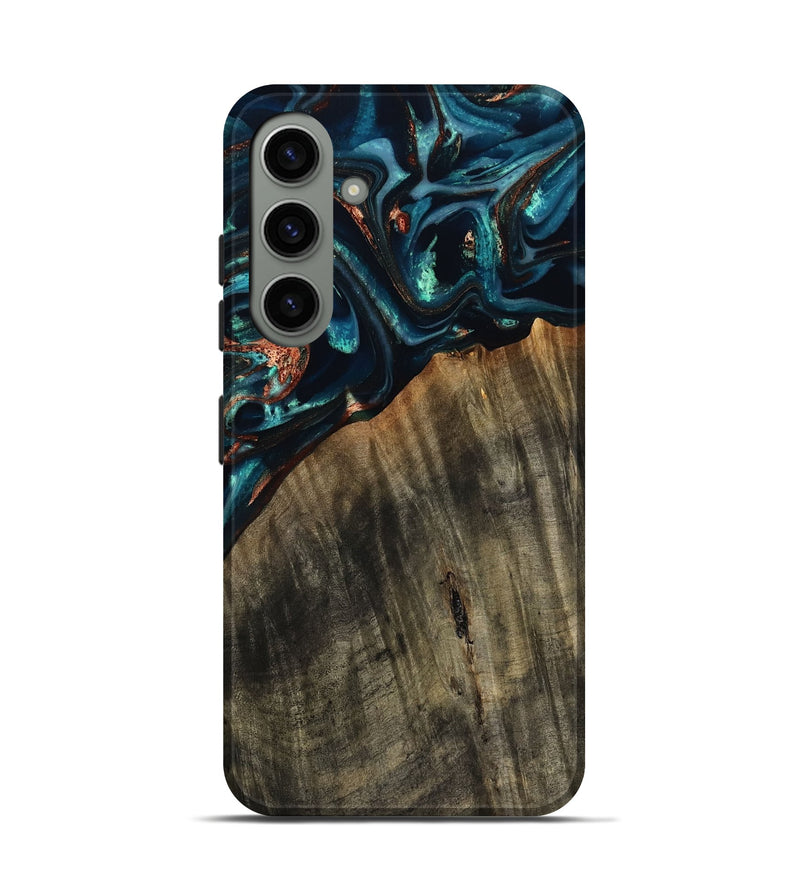 Galaxy S24 Wood Live Edge Phone Case - Ramon (Teal & Gold, 801758)