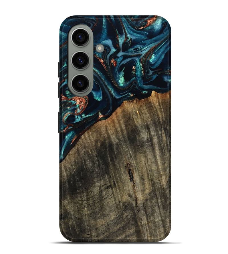 Galaxy S24 Plus Wood Live Edge Phone Case - Ramon (Teal & Gold, 801758)