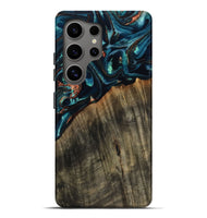 Galaxy S25 Ultra Wood Live Edge Phone Case - Ramon (Teal & Gold, 801758)