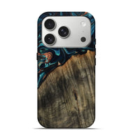 iPhone 17 Pro Wood Live Edge Phone Case - Ramon (Teal & Gold, 801758)