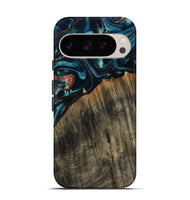 Pixel 9 Wood Live Edge Phone Case - Ramon (Teal & Gold, 801758)