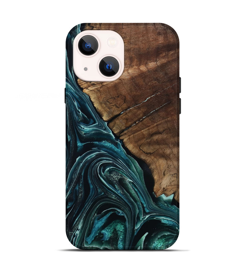 iPhone 13 Wood Live Edge Phone Case - Allyssa (Blue, 801759)