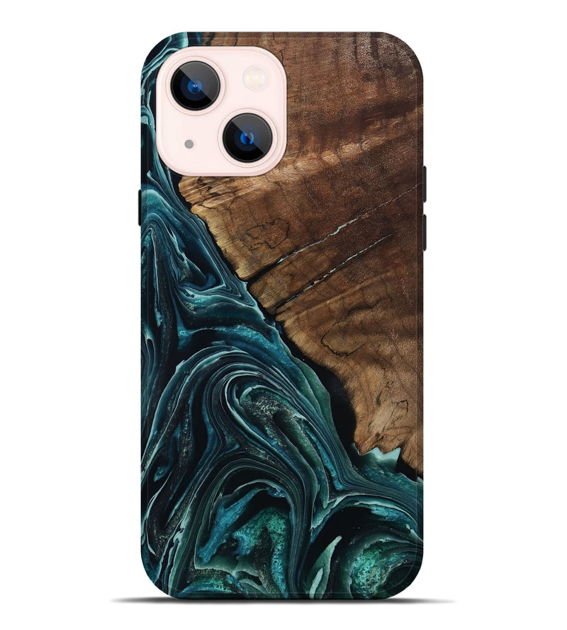 iPhone 14 Plus Wood Live Edge Phone Case - Allyssa (Blue, 801759)