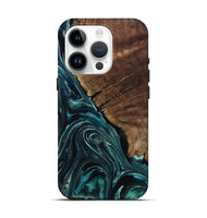 iPhone 15 Pro Wood Live Edge Phone Case - Allyssa (Blue, 801759)