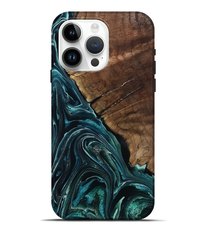 iPhone 15 Pro Max Wood Live Edge Phone Case - Allyssa (Blue, 801759)