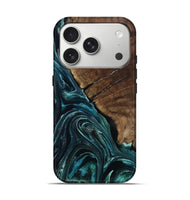 iPhone 17 Pro Wood Live Edge Phone Case - Allyssa (Blue, 801759)