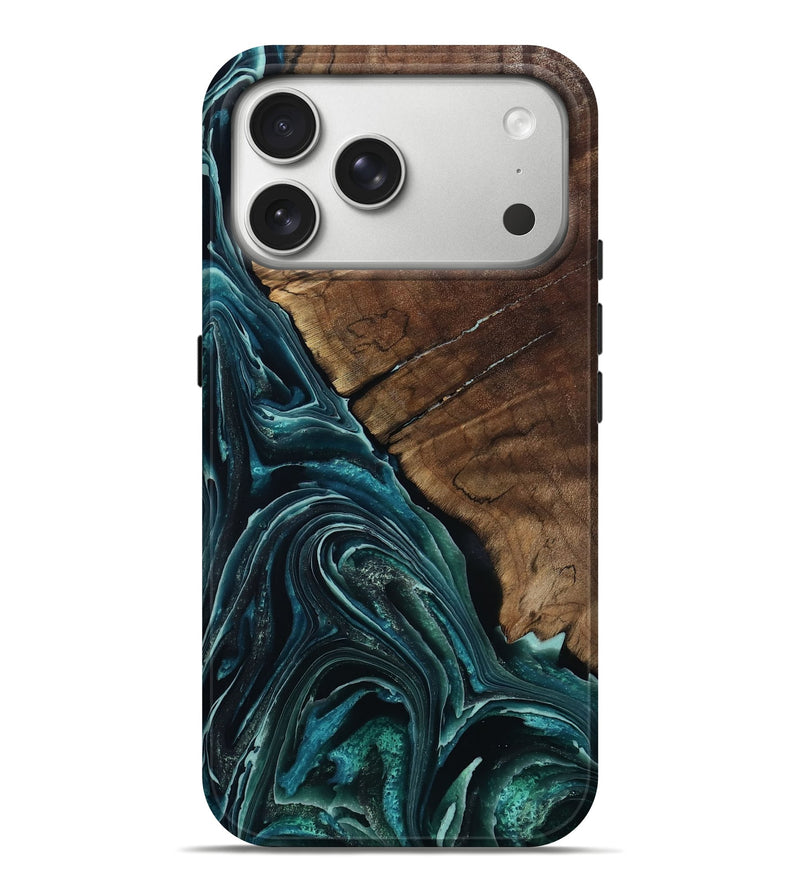 iPhone 17 Pro Max Wood Live Edge Phone Case - Allyssa (Blue, 801759)