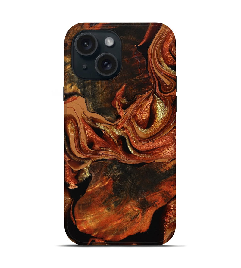 iPhone 15 Wood Live Edge Phone Case - Emmie (Red, 801760)