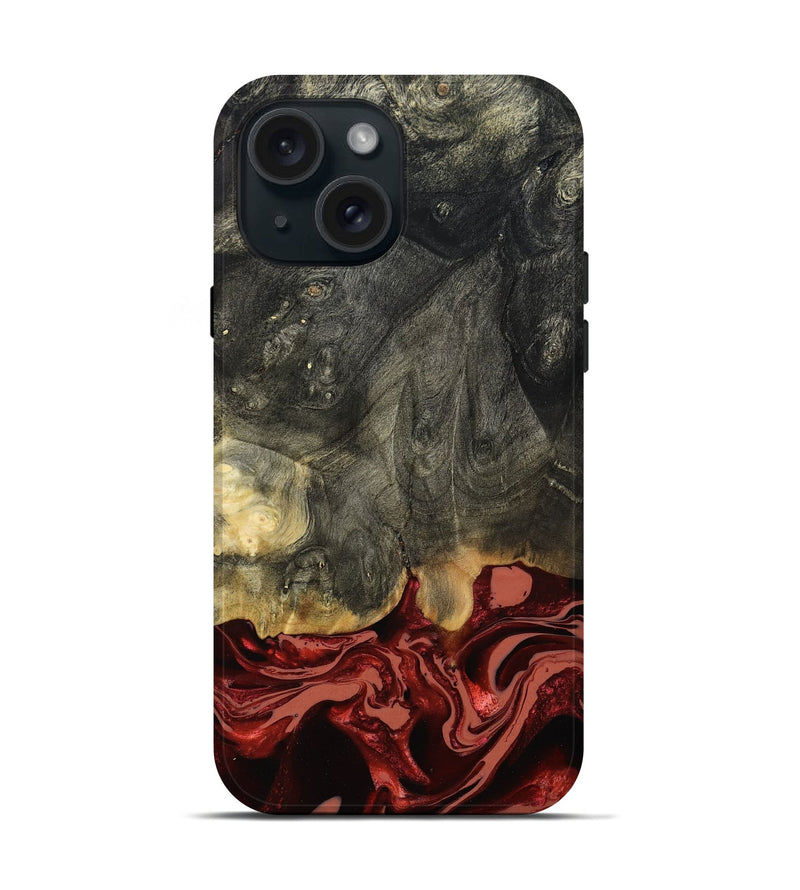 iPhone 15 Wood Live Edge Phone Case - Neriah (Red, 801761)