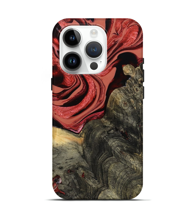 iPhone 15 Pro Wood Live Edge Phone Case - Nona (Red, 801762)