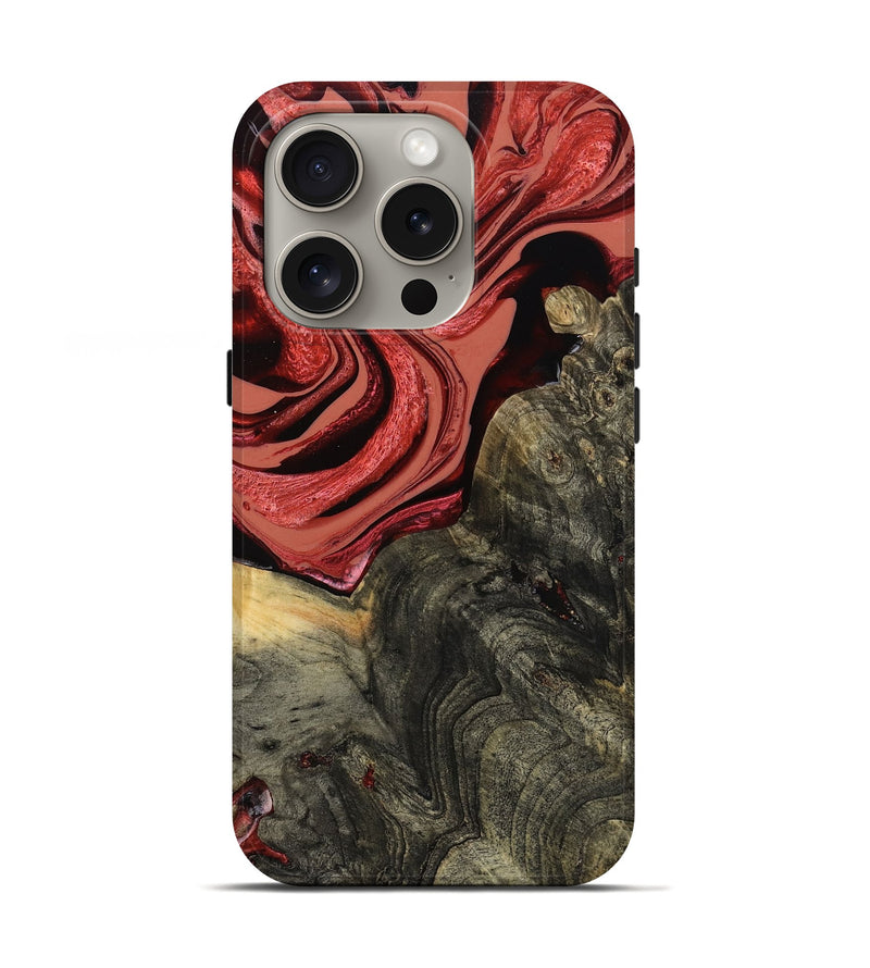 iPhone 16 Pro Wood Live Edge Phone Case - Nona (Red, 801762)